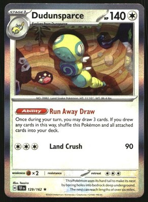 Dudunsparce Holo Rare SV05: Temporal Forces 129/162 NM