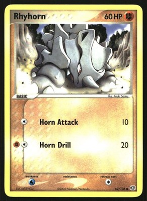 Rhyhorn Common EX Emerald 62/106 LP