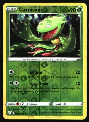 Carnivine Reverse Holo Uncommon SWSH03: Darkness Ablaze 005/189 NM