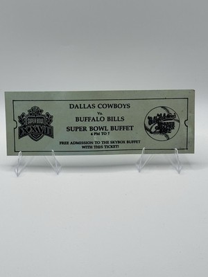 1993 Super Bowl XXVII Cowboys vs Bills Skybox Buffet Ticket Stub #348 Vintage