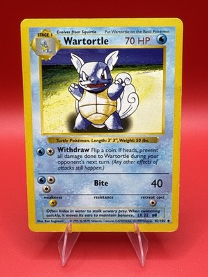 Pokémon TCG Base Set Shadowless Wartortle 042/102  Unlimited Regular EN 70 HP
