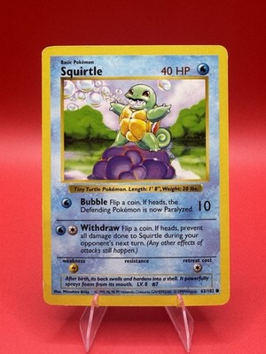 Squirtle 63/102 Common Base Set Shadowless Pokemon MP